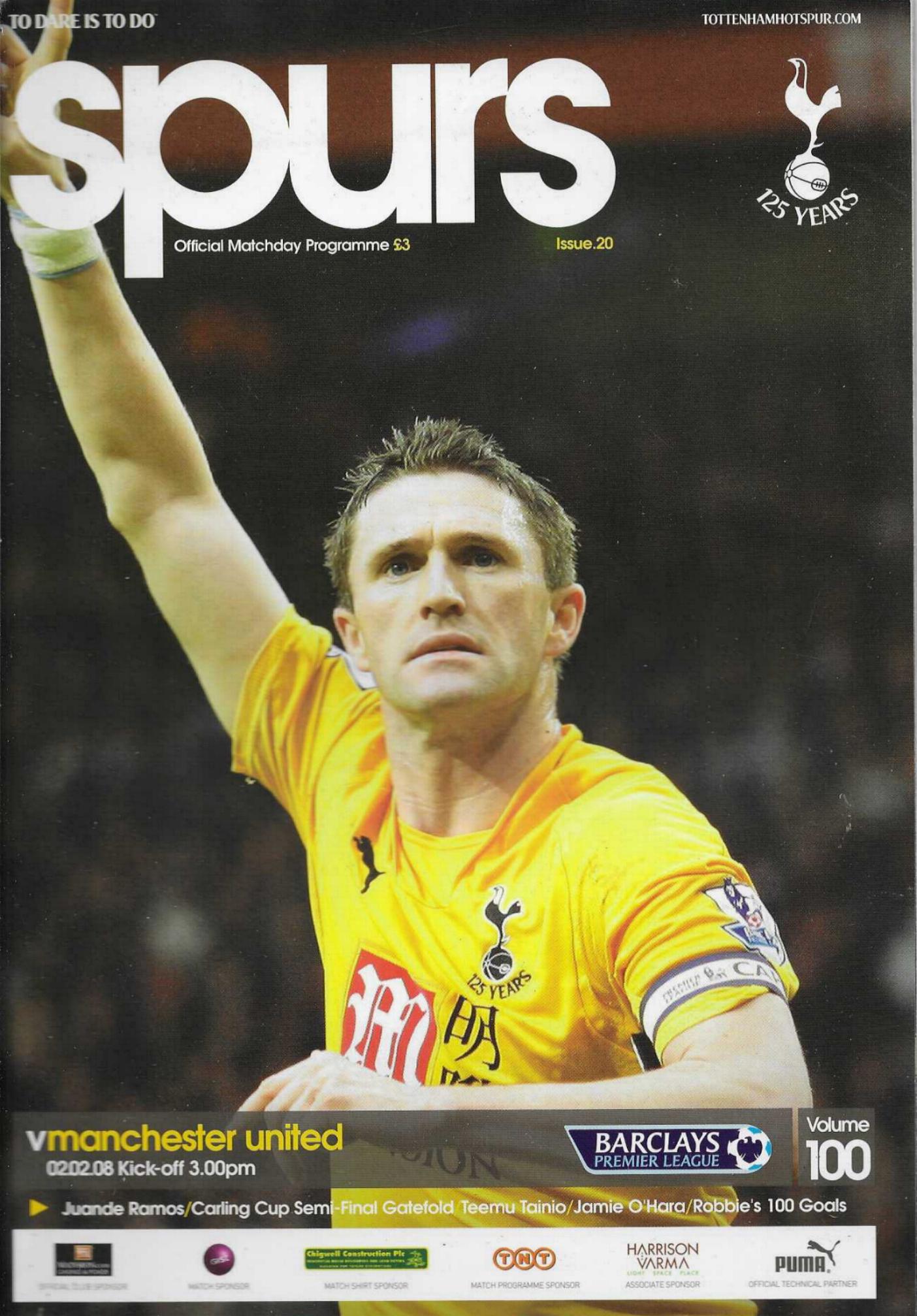 TOTTENHAM HOTSPUR v MAN UTD 2007/08
